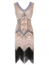 Load image into Gallery viewer, 3 Colors 1920s  Sequined Fringed Flapper Dress