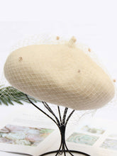 Load image into Gallery viewer, Solid Color Wool Felt Beret Cap Hat With Veil