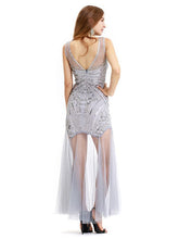 Load image into Gallery viewer, Gery 1920s V Neck Sequined Flapper Dress