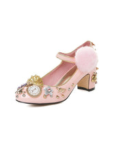 Load image into Gallery viewer, 9.5CM Luxury Pompom Chunky Heels Retro Shoes