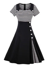 Load image into Gallery viewer, Elegant Stripe High Waist 50s 60s Dress