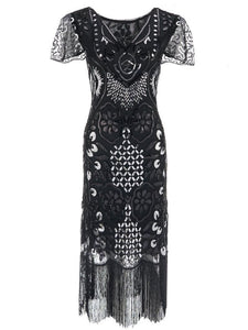 4 Color 1920S Sequined Fringe Flapper Dress
