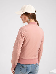 Women's Pilot Style Jacket Daily Zippered Fall Winter Casual Solid Color Stand Collar Sporty Jacket