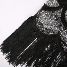 Load image into Gallery viewer, Flapper 1920S Black Sequin Fringed Dress