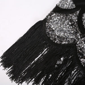 Flapper 1920S Black Sequin Fringed Dress