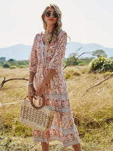 Load image into Gallery viewer, Women&#39;s Floral Boho Dress Half Sleeve V Neck Beach Party Dress