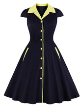 Load image into Gallery viewer, Printed plaid Turn-down Collar Vintage Dress