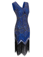 Load image into Gallery viewer, Champagne 1920s Sequined Flapper Dress