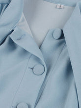 Load image into Gallery viewer, Baby Blue Tie Neck Short Sleeve Pleated A Line Cocktail Vintage Dress