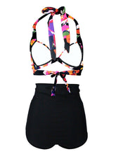 Load image into Gallery viewer, 

Floral Print Halter Backless Retro Style Binikis High Wasited Swimwear