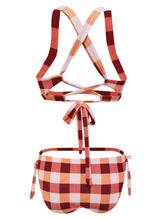 Load image into Gallery viewer, High Waisted Sexy Retro Style Backless Plaid Two Pieces Bikini Sets