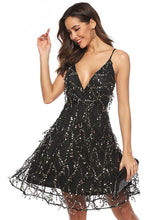 Load image into Gallery viewer, Sequin Spaghetti Strap Backless Party Prom Dress