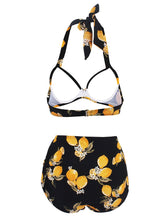 Load image into Gallery viewer, Retro Style Floral Solid Background Two Pieces Bikini Sets