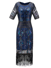 Load image into Gallery viewer, 1920S Fringed Sequin Flapper Dress