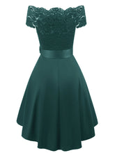 Load image into Gallery viewer, Solid Color Off the Shoulder Lace A line Vintage Party Dress