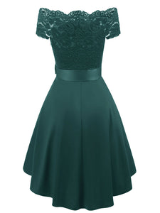 Solid Color Off the Shoulder Lace A line Vintage Party Dress