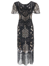 Load image into Gallery viewer, 4 Color 1920S Sequined Fringe Flapper Dress