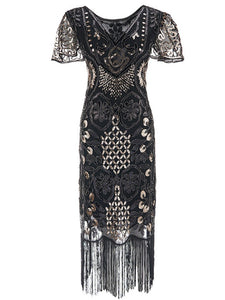 4 Color 1920S Sequined Fringe Flapper Dress
