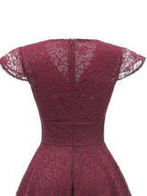 Load image into Gallery viewer, Autumn Lace Cap Sleeve V Neck 50s Party Dress