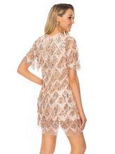 Load image into Gallery viewer, Sequin O Neck  Fringe Party Prom Dress