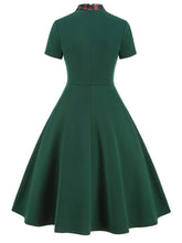 Load image into Gallery viewer, 1950S Bow Collar Plaid Swing Dress 