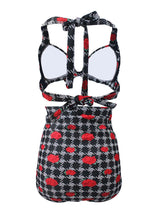 Load image into Gallery viewer, 
Houndstooth Pattern With Rose Retro Style Bikinis swimsuits