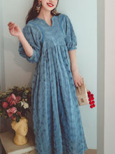 Load image into Gallery viewer, Women&#39;s Embroidered Floral Lace Solid Backgrand V Neck Half Sleeve Maxi Boho Dress