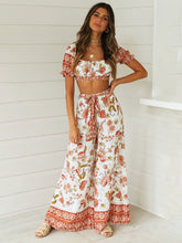 Load image into Gallery viewer, 2 Pieces Boho Outfits Cropped Floral Printed Beach Wear For Women