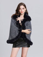 Load image into Gallery viewer, Poncho Knitwear Women Oversized Sweater Faux Fur Coat Shawl Collar Sweaters 