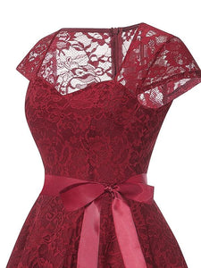 Lace Queen Anne Collar Cap Sleeve Vintage Dress