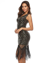 Load image into Gallery viewer, Sequin Mesh Fringer Bobycon Evening Dress
