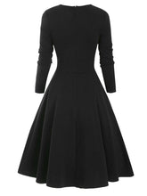 Load image into Gallery viewer, 1950S Bow Heart Collar Plaid Long Sleeve Swing Dress