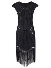 Load image into Gallery viewer, 1920S Sequin Fringed Gatsby Dress