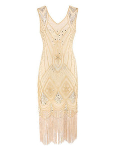 4 Colors 1920s V Neck Sequined Flapper Dress