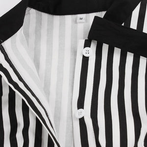 With Pocket Bow Stripe Black 50S Dress