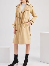 Load image into Gallery viewer, Women&#39;s Trench Coat Going out Fall Winter Turndown Collar Button Waisted Solid Color Long Coat