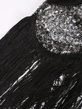 Load image into Gallery viewer, Black 1920S Sequined Fringe Gatsby Flapper Dress