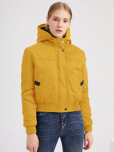 Women's Jacket Going out Fall Winter Hoodie Short Solid Color Warm Jacket