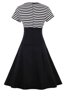 Elegant Stripe High Waist 50s 60s Dress Jolly Vintage Elegant Stripe High Waist 50s 60s Dress Jolly Vintage