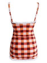 Load image into Gallery viewer, High Waisted Sexy Retro Style Backless Plaid One Piece Bikini