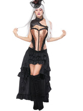 Load image into Gallery viewer, Gothic Costume Halloween Gold Women Corset Ruffles High Low Skirt And Pauldron Outfit
