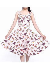 Load image into Gallery viewer, Sweet Birds Printed Cotton 50s Flapper Dress