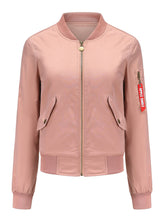 Load image into Gallery viewer, Women&#39;s Pilot Style Jacket Daily Zippered Fall Winter Casual Solid Color Stand Collar Sporty Jacket