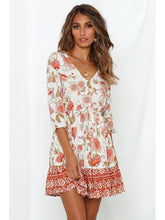Load image into Gallery viewer, Women&#39;s Boho Dress Floral Printed V Neck Beach Dress Half Sleeve