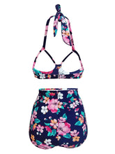 Load image into Gallery viewer, High Waisted Sexy Retro Style Backless Floral Two Pieces Bikini Sets