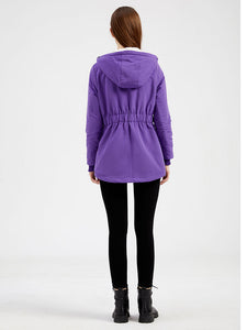 Women's Parker Coat Daily Going Out Fall Winter Casual Waisted Solid Color Oversized Hoodie Coat