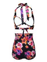 Load image into Gallery viewer, 

Floral Print Halter Backless Retro Style Binikis Swimwear