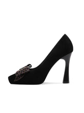 Load image into Gallery viewer, 10.5CM Bow High Heel Platform Pointed Toe Leather Shoes