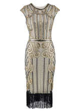 Load image into Gallery viewer, Green 1920s Crew Neck Sequined Flapper Dress