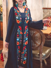 Load image into Gallery viewer, Jolly Vintage Women&#39;s Embroidered Floral Long Sleeves Square Neck Boho Dress